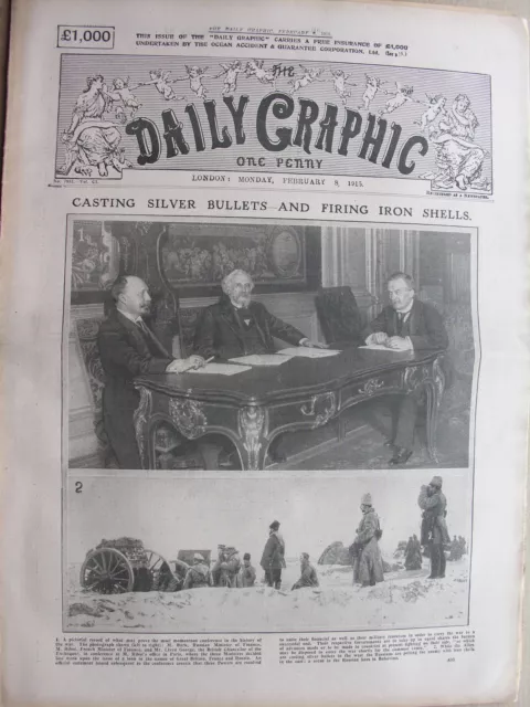 1915 February 8 DAILY GRAPHIC NEWSPAPER Warsaw Von Hindenburg F.M. Stoop Rugby