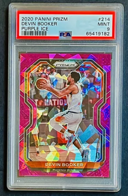 2020-21 Devin Booker Purple Ice Panini Prizm #214 Rare 97/175 Phoenix Suns Psa 9