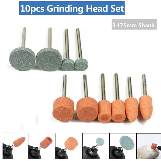 10x Abrasif Monté Pierre 3mm Tige Grincement Tête Pierre Roue for Jade Métal