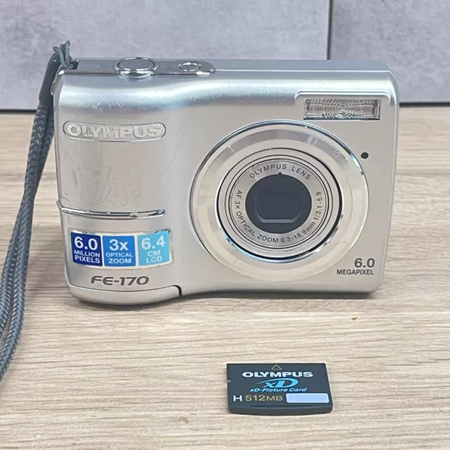 Olympus FE-170 6MP Digital Camera with 3x Optical Zoom + XD memory card Included