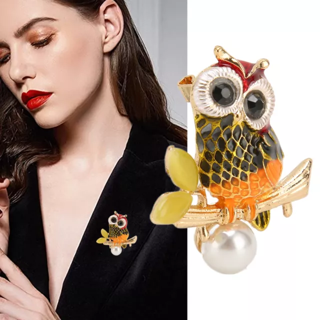 Cute Owl Brooch Hand Painted Decorative Exquisite Fashion Lovely Bird Brooch ESP