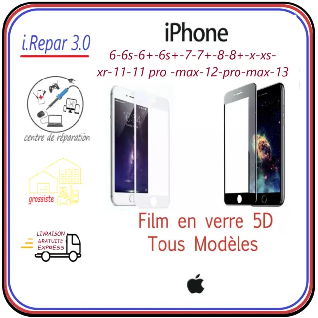 Verre trempé iPhone XS Max / 11 Pro Max blanc contour intégral 5D