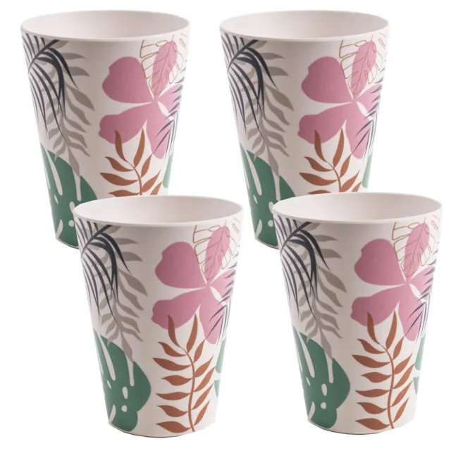 4 x Reusable Plastic Melamine Jungle Flowers Cups Beakers for Camping Picnic
