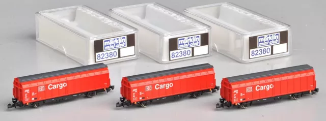 3x Märklin 82380 Spur Z - 3 Schiebewandwagen DB Cargo, rot - UNBENUTZT, OrigVerp