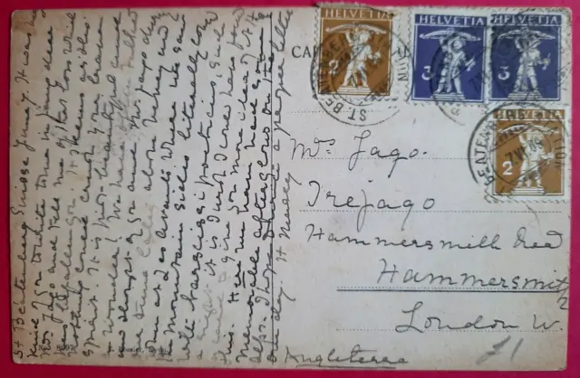 Postcard Switzerland,Narcisses,Postmark St.Beatenberg Station 1909 to London W.