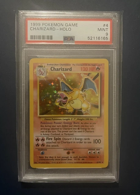 PSA 9 Charizard 4/102 HOLO Base Set 1999 Wizards WOTC Pokemon Card FRESH MINT