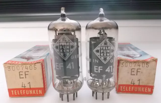 Elektronenröhren Radioröhren 2x EF41 Telefunken gleiche Nummer mit Raute