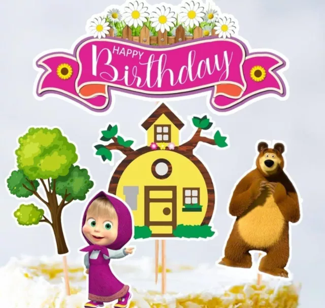 Topper de pastel de cumpleaños con temas de dibujos animados 5 piezas tapas de cupcakes para decoración de fiestas