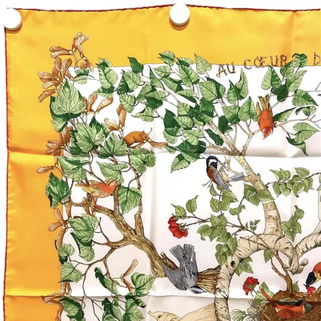 BRIGHTLY COLORED HERMES Silk Scarf Carré90 In The Forest Squirrel Color ...