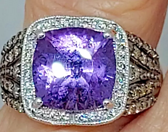 Le Vian 14kt. Vanilla Gold® Amethyst & Diamond Ring