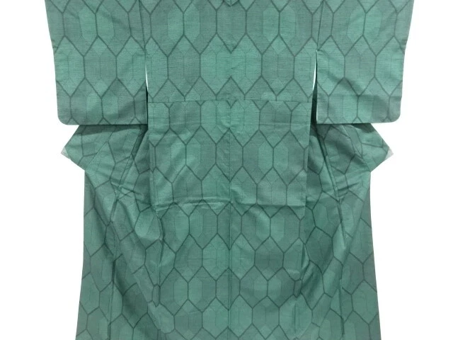 6840297: Japanese Kimono / Antique Kimono / Tsumugi / Woven Geometric