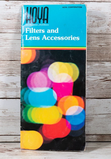 Folleto de marketing folleto de marketing de filtros y accesorios para lentes Hoya guía de gráficos vintage