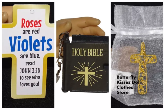 Bible Cross Bag Inspiration Card Communion 18" Doll Clothes Fit American Girl