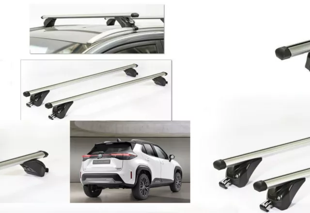 Barre Portatutto Alluminio Per Toyota Yaris Cross Con Rails Chiusi 4 Serrature