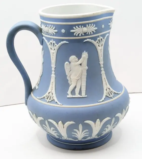 Wedgwood Pale Blue & White Jasper Ware Jug/Pitcher 16 Cm High