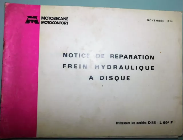 Ancien Catalogue Notice De Reparation Frein 75 Mobylette Motobecane Motoconfort