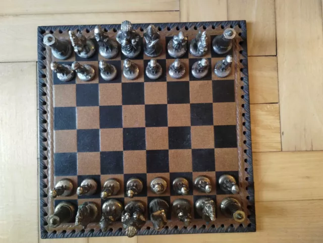 Vintage Chess Set,Wood Chess Board with Storage,Metal Chess Pieces, Classic Game