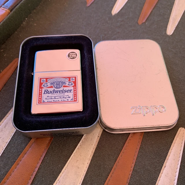 vintage budweiser zippo lighter new in the tin