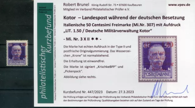 Kotor 3XII LUXUS ** POSTFRISCH+gepr. BEFUND 190EUR (79389