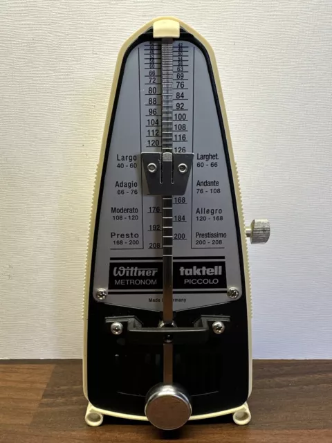 Vintage Wittner Taktell Piccolo Metronome Cream Made In Germany Working