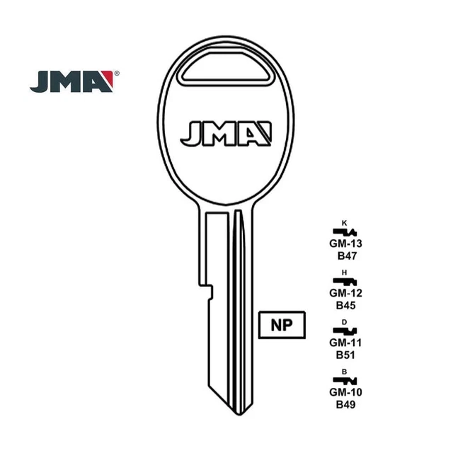 JMA REPLACEMENT UNCUT Key Blank for GM B49 GM10 (10 Pack) 13.58