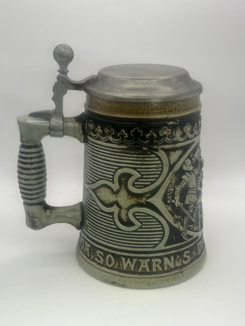 German Gerz Lidded Zinn Beer Stein Beer Mug,German Beer Stein,German Beer Mug