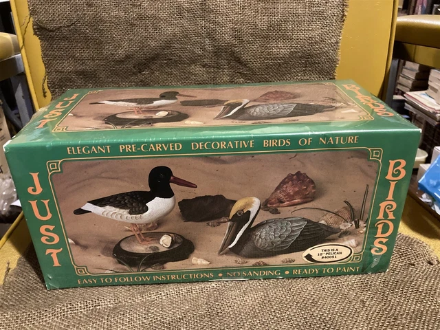 vintage unopened Just Birds 10 inch pelican, pre-carved, you paint