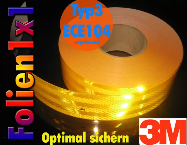 3,29€/m 10 m x 55 mm 3M Scotchlite Diamond Grade Kontur Reflexfolie gelb ECE104