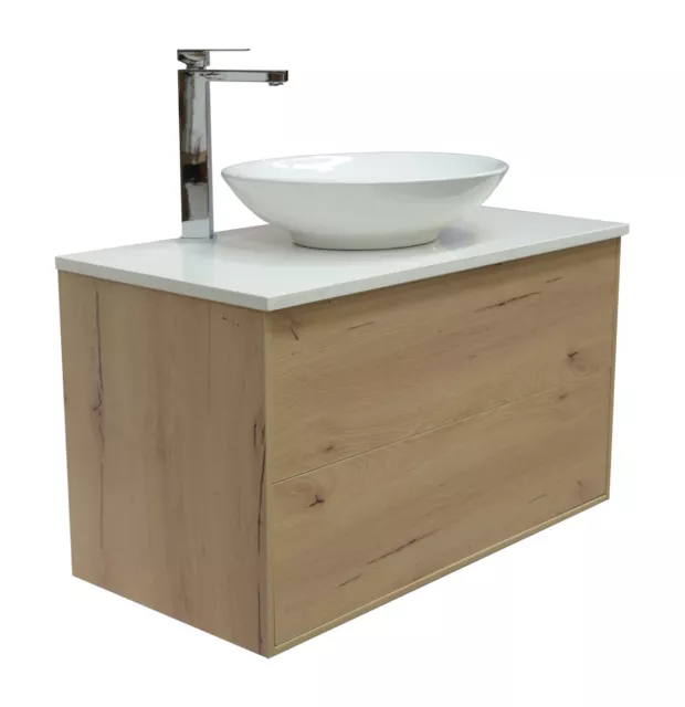 Wall Hung Vanity Unit 600 900 750 Stone Bench Top & Ceramic Basin Model SIENA