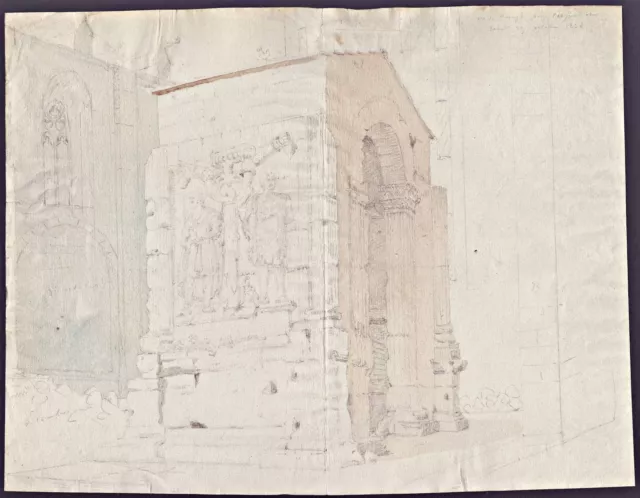 Adolphe Delamare - Eglise Chathedrale Normandie France drawing dessin 1836