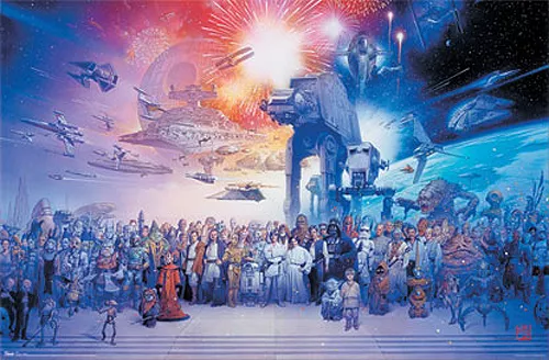 THE STAR WARS UNIVERSE Episodes I-VI Famous Artwork by Tsuneo Sanda 22x34 POSTER THE STAR WARS UNIVERSE Episodes I-VI Famous Artwork by Tsuneo Sanda 22x34 POSTER
