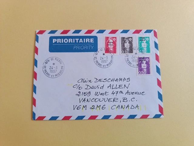 LETTRE VOYAGÉE 1994 SPM Saint Pierre Et Miquelon Croix De Lorraine EUR 1,00 - FR