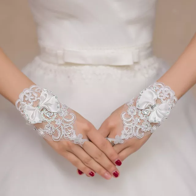 Wedding Lace Bowknot Fingerless Bridal Glove Evening Party Accessory Gloves