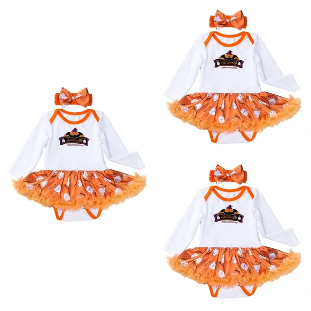3 Sets Baby Girls Skirt Sleeve Romper Dress Girl Newborn Clothes Pumpkin