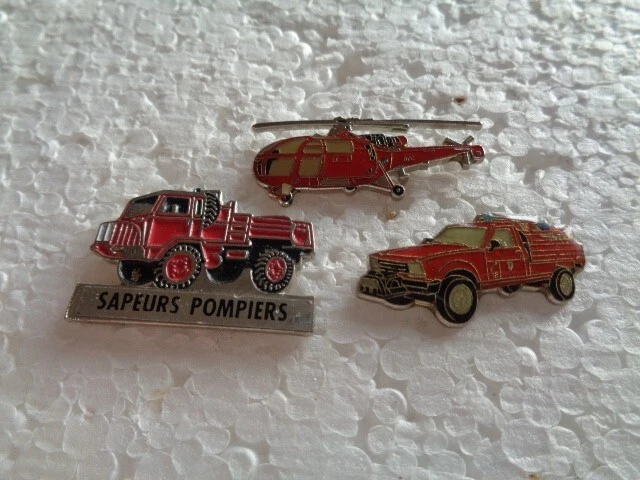 Job lot of 3 Fire fighting vehicles fire brigade related metal lapel pins