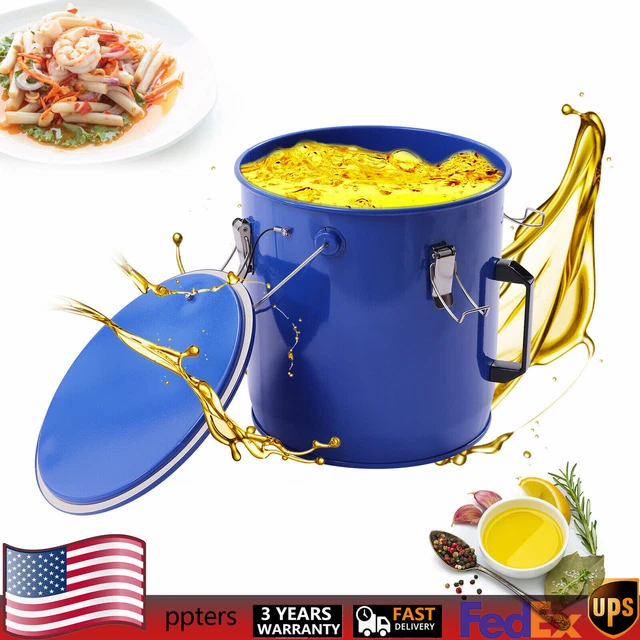 6-Gallon Oil Bucket Steel Fryer Grease Bucket Fryer Oil Container Kitchen 28.5cm