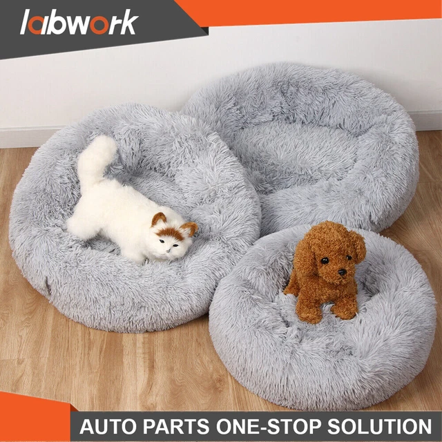 Labwork Donut Plush Pet Dog Cat Bed Fluffy Soft Warm Calming Bed Kennel Nest 2