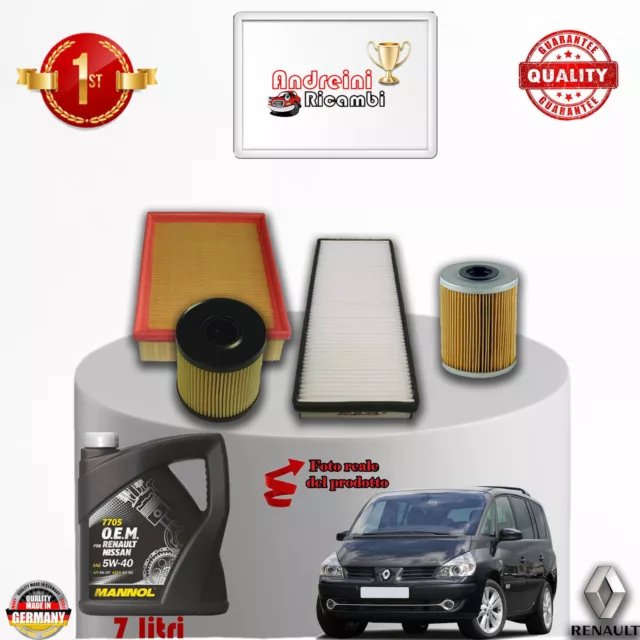 KIT TAGLIANDO FILTRI + OLIO RENAULT ESPACE IV 2.0 dCi 127KW 175CV DAL 2007 ->