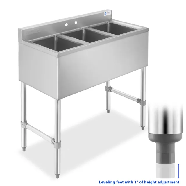 Three Compartment Commercial Kitchen Sink - Stainless Steel 2