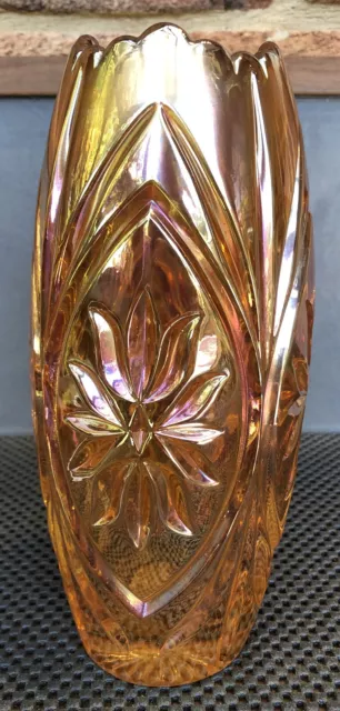 MARIGOLD CARNIVAL GLASS DOUBLE TULIP VASE X Rosice