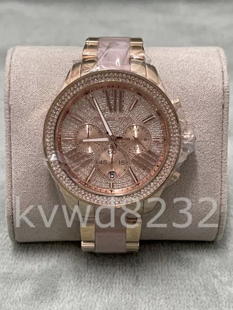 Michael Kors MK6096 Wren Chronograph Rose Gold Crystal Pave Quartz Women's Watch 3