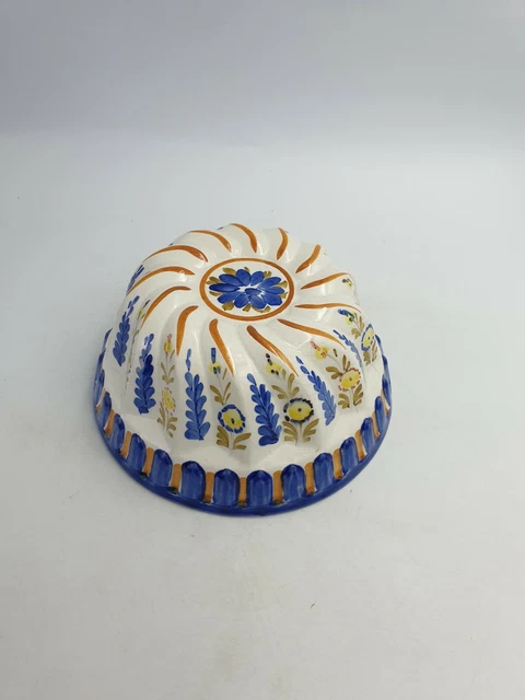 Vintage Ceramic Decorative Jelly Mould Hand Painted Floral Motif - Italy
