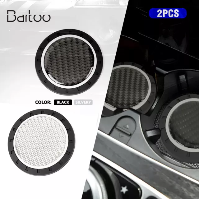 Carbon Fiber Car Cup Holder Pad Auto Water Cup Slot Non-Slip Mat Accessories
