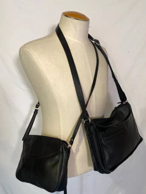 Lot of 2 Derek Alexander Soft Black Leather Crossbody Bags Shoulder Handbags 2