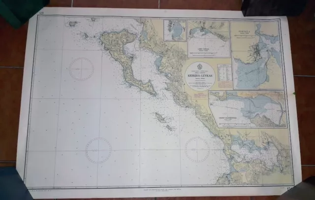 CARTA NAUTICA COLORI NAUTICAL MAP KERKIRA LEVKAS CORFù CORFU GRECIA GREECE 1966