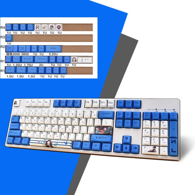 Demon Slayer Kamado Nezuko Keycaps PBT 134 Key cap Cherry Profile for Cherry MX
