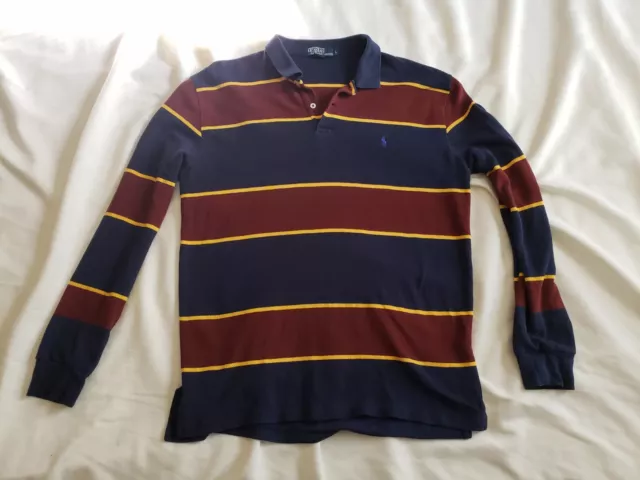 Polo Ralph Lauren Long Sleeve Shirt Mens LARGE Blue/Yellow/Maroon Sri Lanka 90's