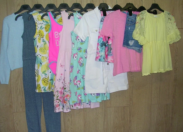 NEXT H&M JOHN LEWIS etc Girls Pink Summer Bundle Tops Shorts Dress Age 8-9 134cm