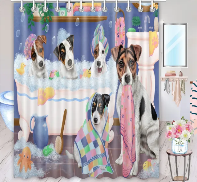 Halloween Jack Russell Dog Shower Curtain Bathtub Screens Personalized Hooks