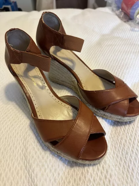 Adrienne Vittadini Brown Espadrille Style Wedge Sandals Sz 8.5